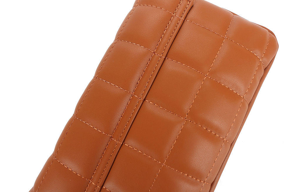 Thumbnail: Brown vegan water base croc polyurethane crossbody bag detail view