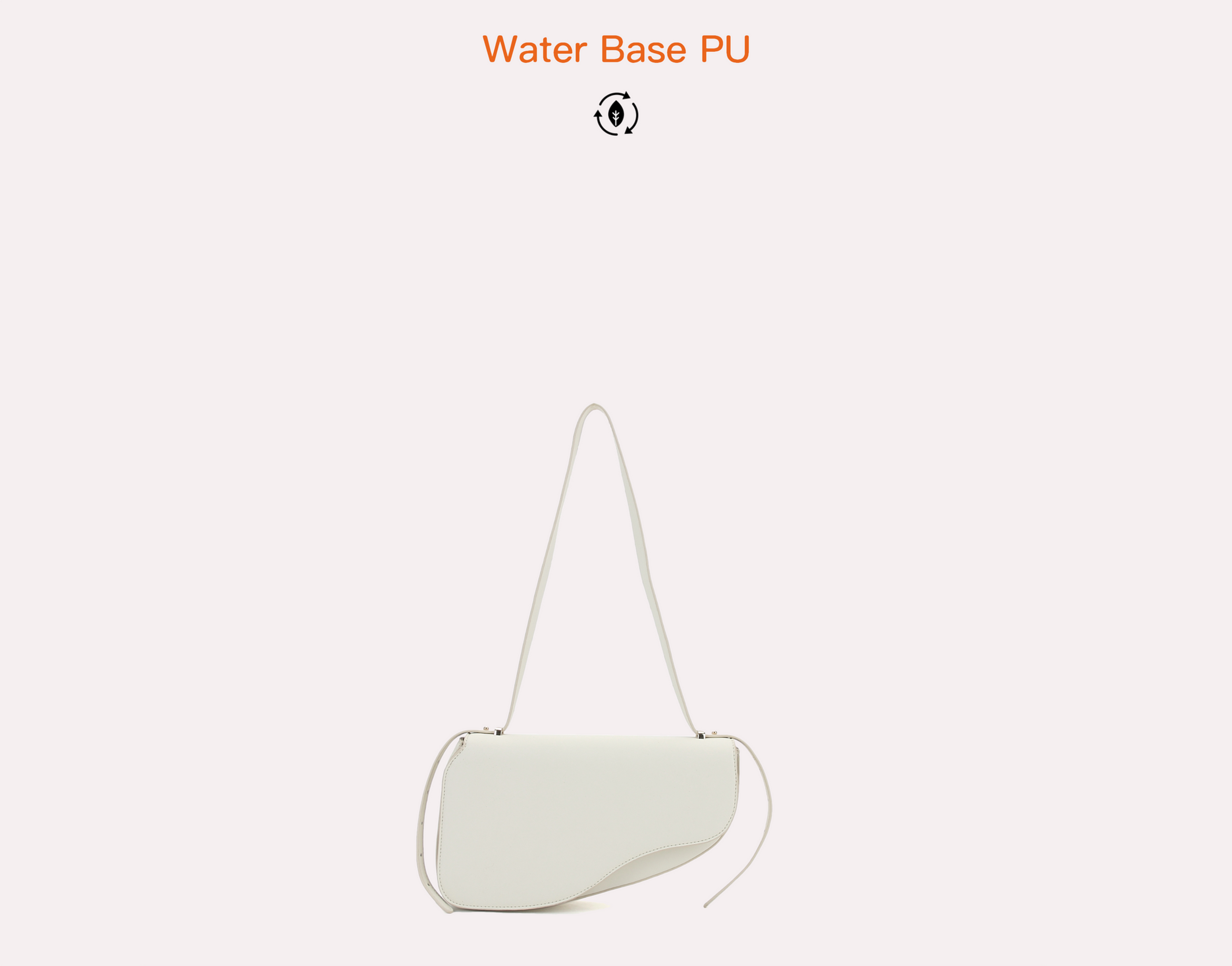White recycled water base vegan leather polyurethane saddle crossbody bag front view