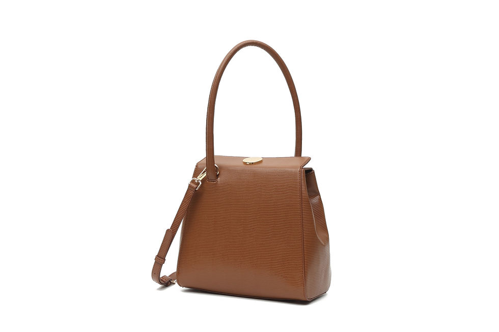 Thumbnail: Brown recycled vegan leather polyurethane satchel bag view