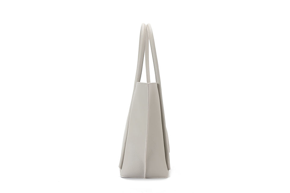 Recycled vegan leather polyurethane tote bag side view