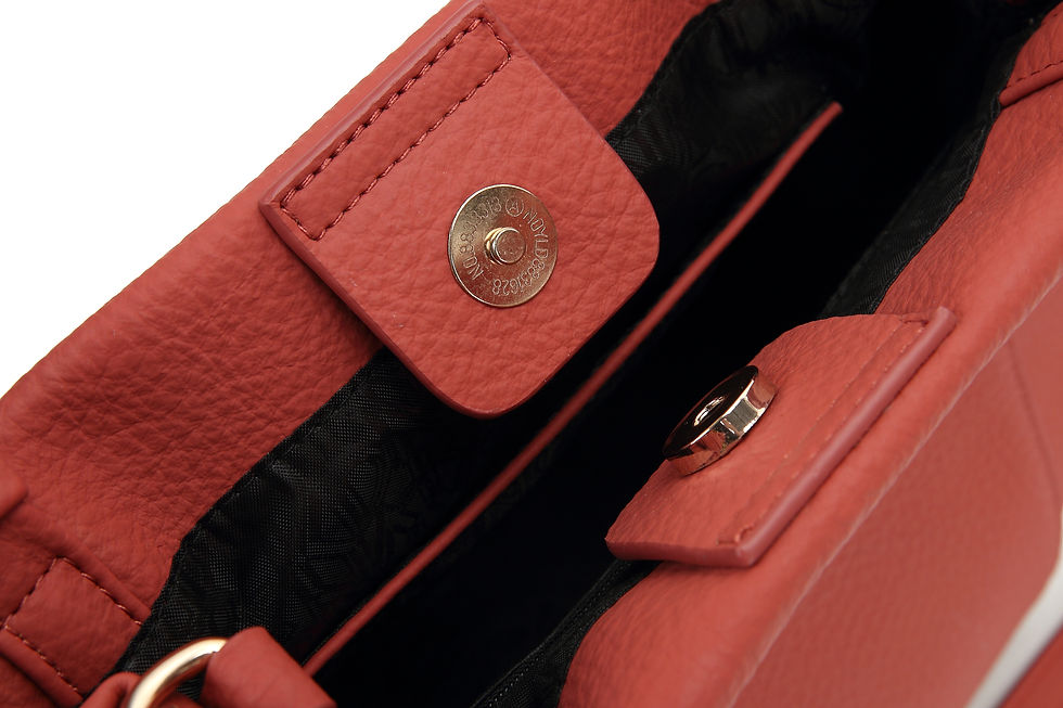 Thumbnail: Red recycled water base vegan leather polyurethane PU crossbody bag detail view