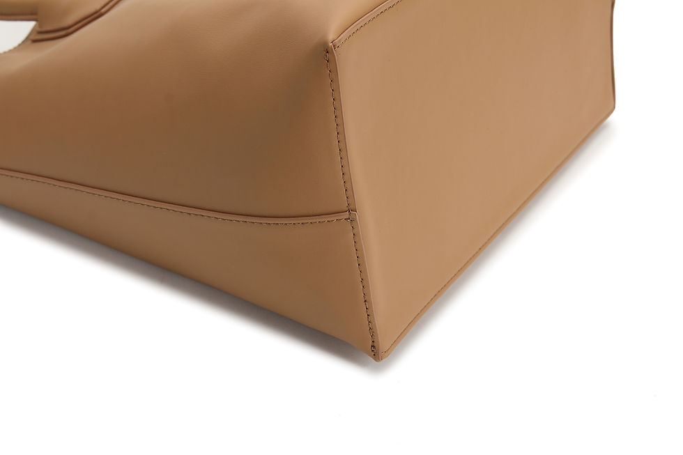 Thumbnail: Brown recycled water base vegan leather polyurethane tete bag detail view
