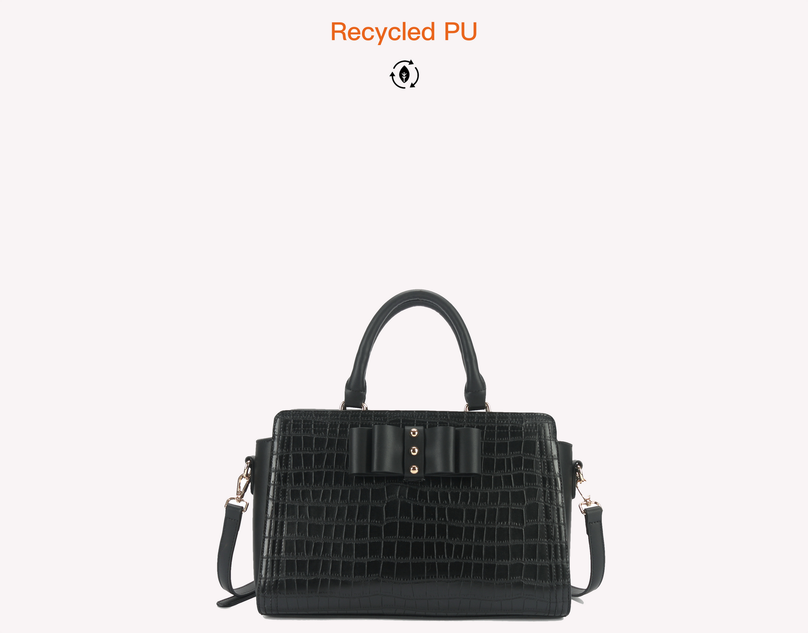Recycled vegan leather bowknot black bag