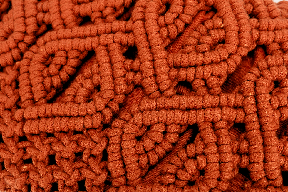 Thumbnail: Autron crocheting cotton rope tote in red.