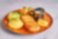 Salmon with vegatables and lemon. 