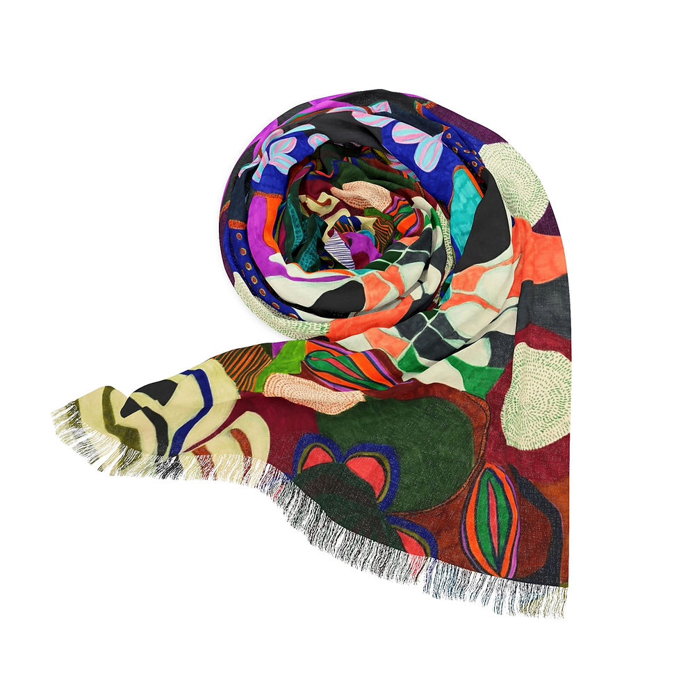Thumbnail: Colorful Flower Scarf: Art Inspired Present for Her