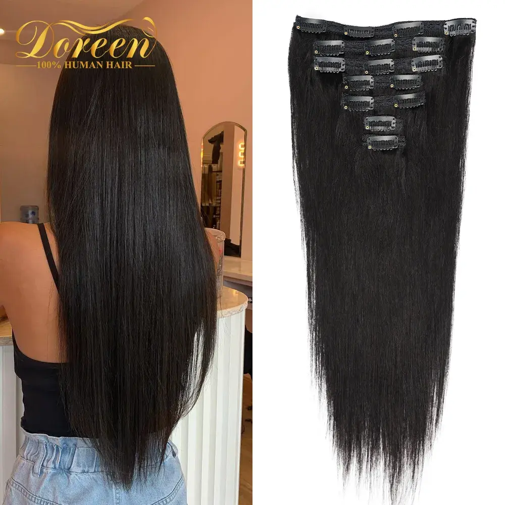 Doreen 10 12 14 16 Malaysia Short Double Weft Clip in Human Hair Extensions