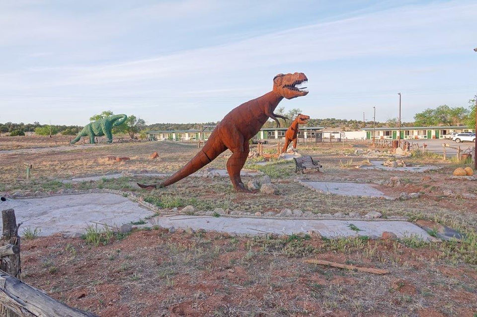 A Havasupai Adventure: An attraction stuck in time, dinosaurs grazing at the Caverns Inn motel