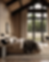 Quiet luxury cabin living room design in Upstate NY with organic materials, neutral palette, and refined contemporary furnishings