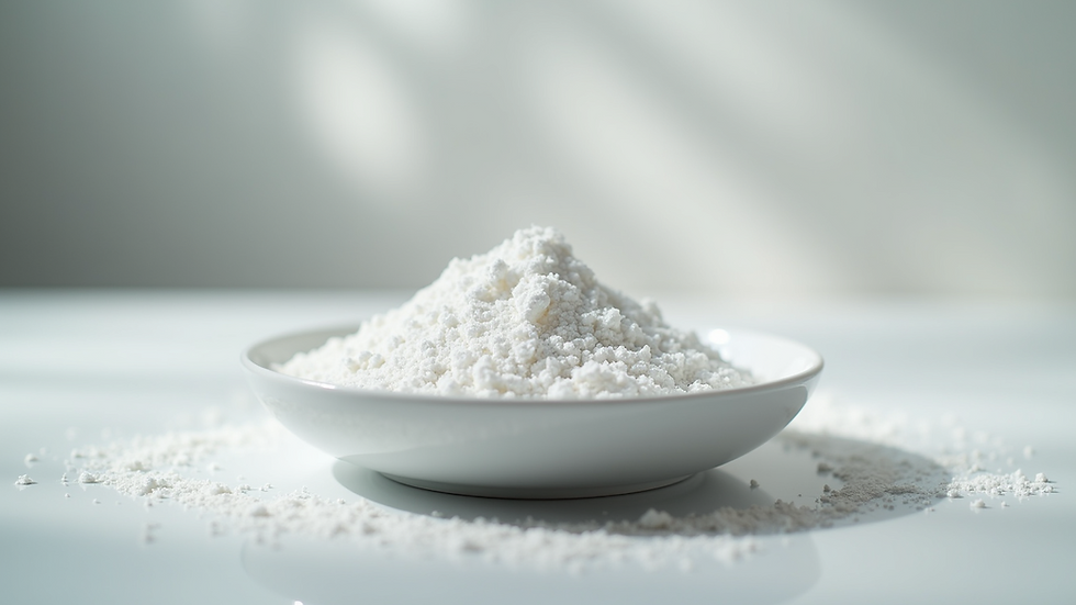 Close-up view of magnesium citrate powder in a white bowl