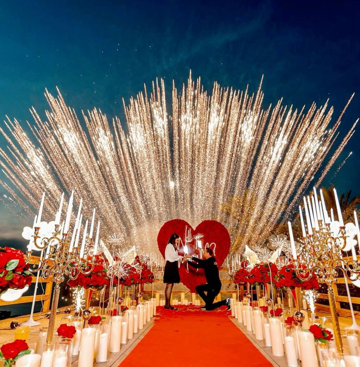 Demande en mariage - feu d'artifice