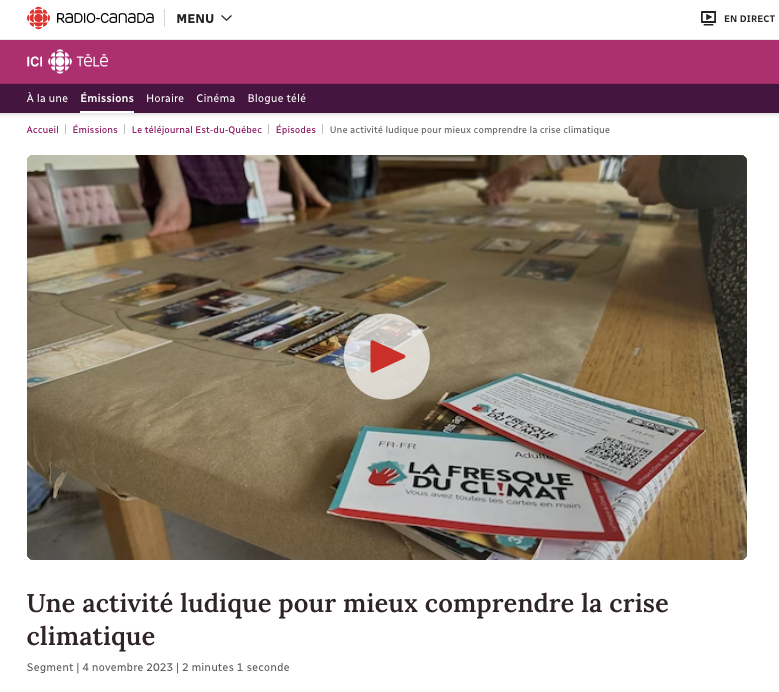 Radio-Canada téléjournal Est-du-Québec - Fresque du Climat