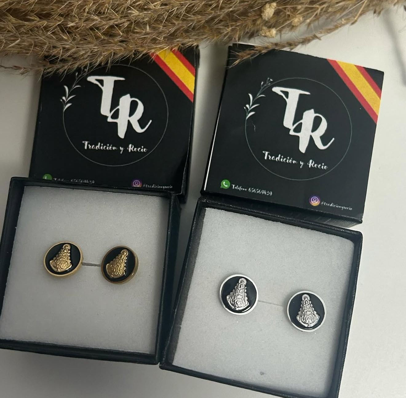 PENDIENTE BOTON VIRGEN DEL ROCIO