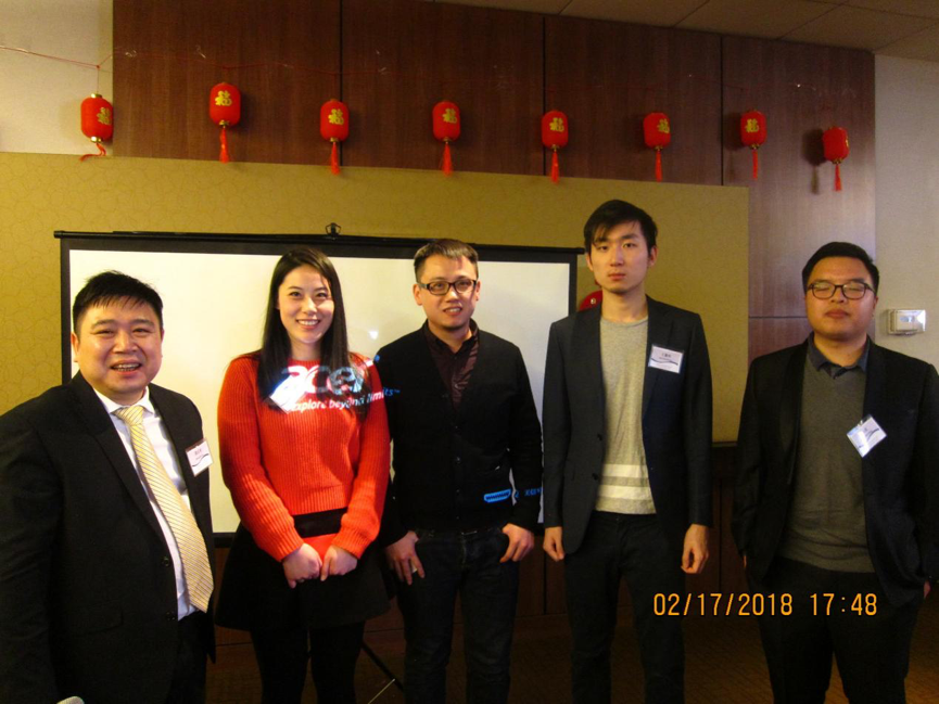 从左至右:韦仕登资本创始合伙人屈正哲、天普大学学联负责人、费城伟业房地产负责人。