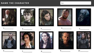 Game of Thrones trivia picture round preview: Name the Character, with blank answer lines
