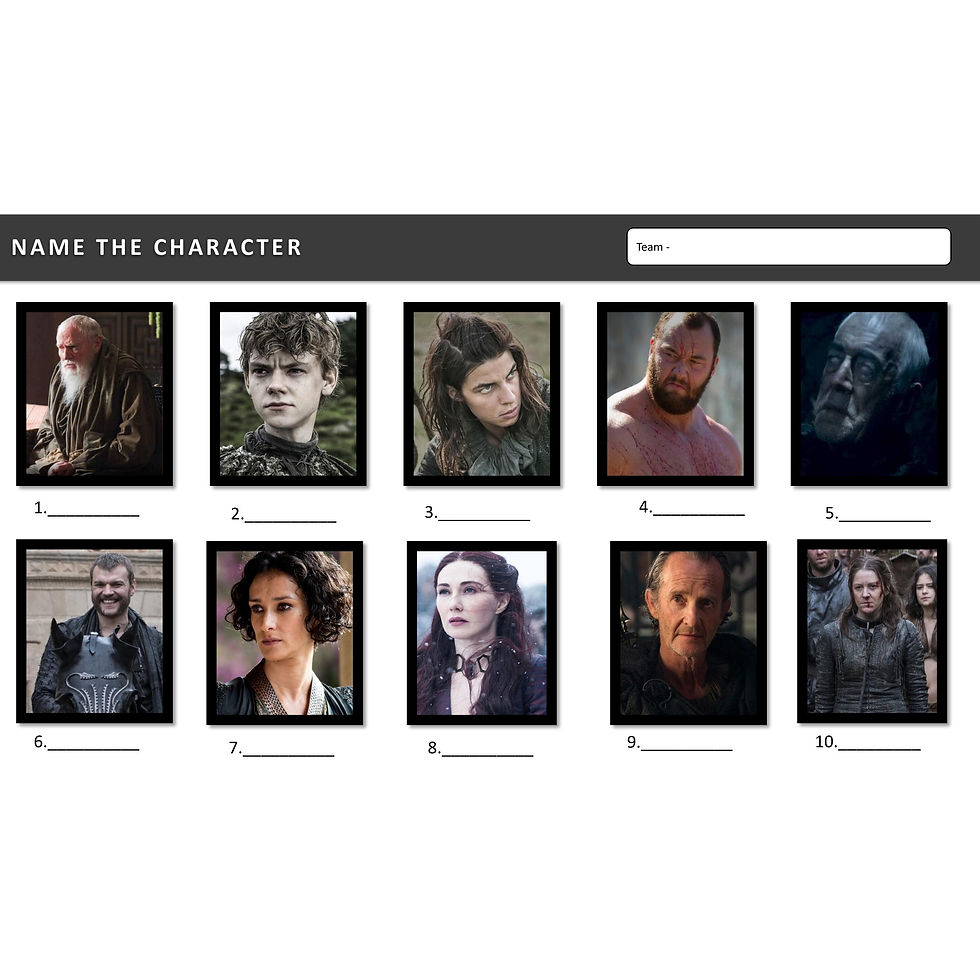 Thumbnail: Game of Thrones printable picture round preview; no answers
