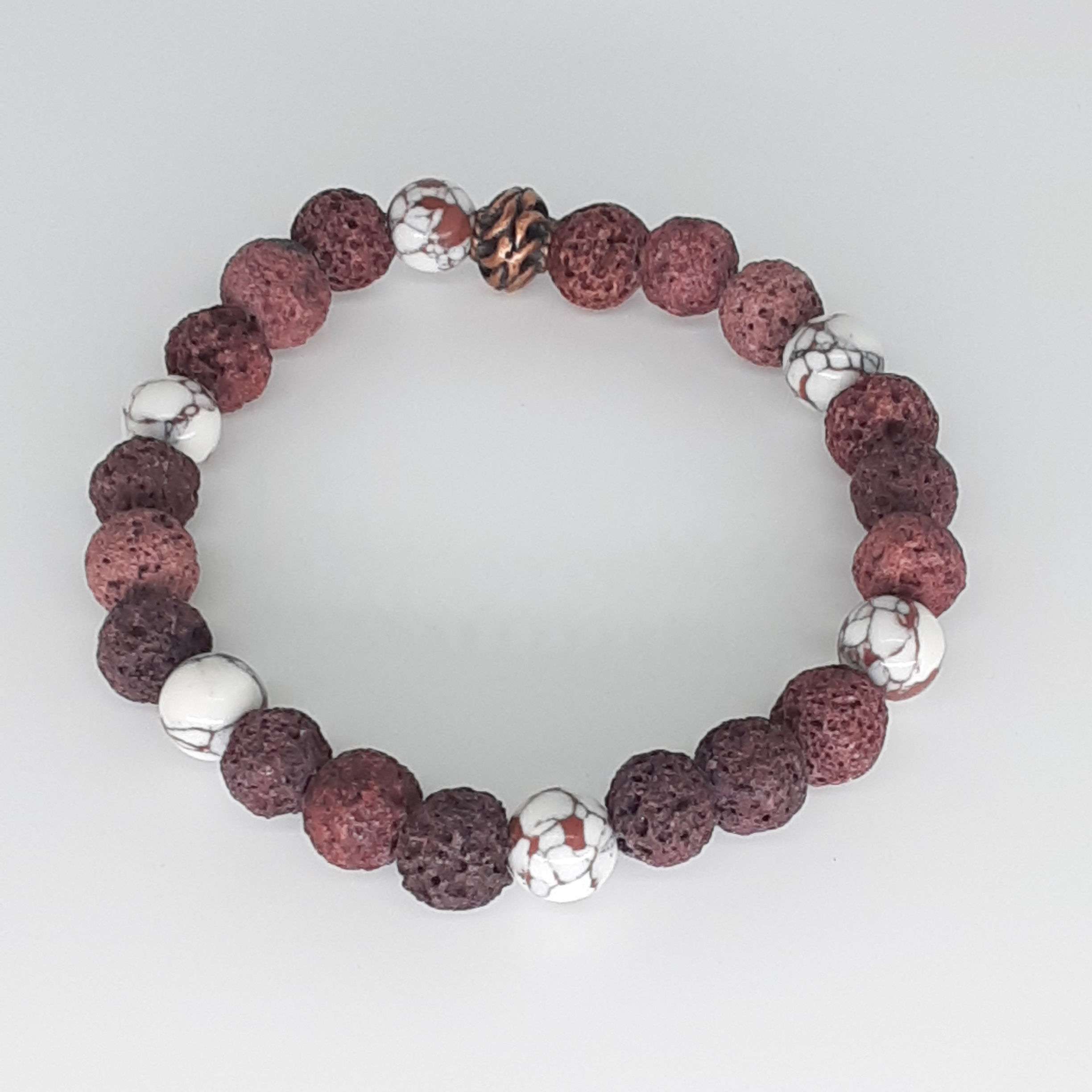 7 Inch Stretchy brown lava rock Bracelet