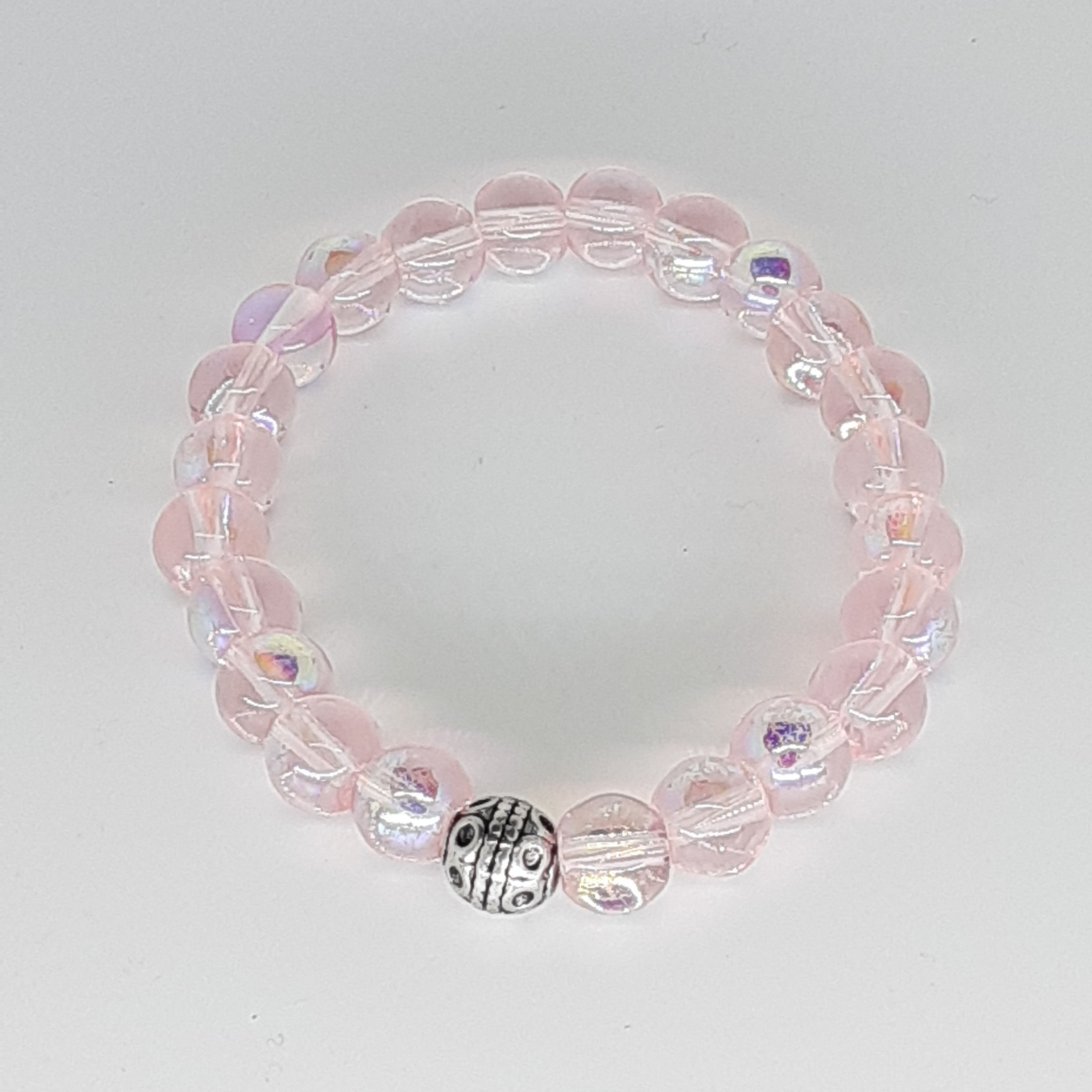 7 Inch Stretchy Pink mermaid glass Bracelet