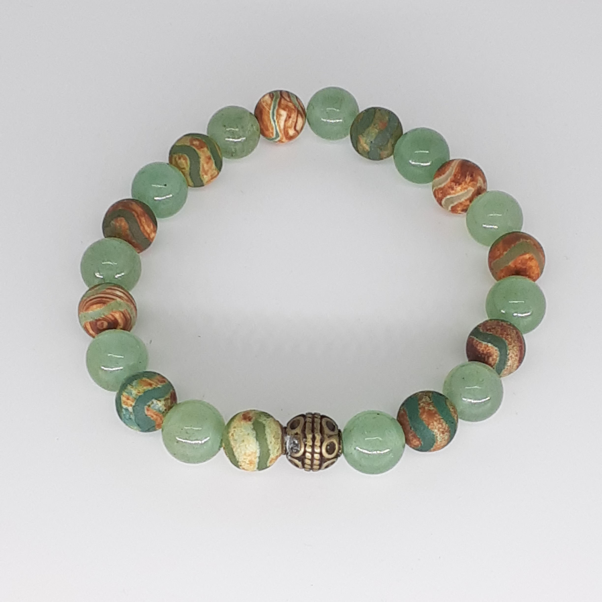 7 Inch Stretchy Green natural stone Bracelet