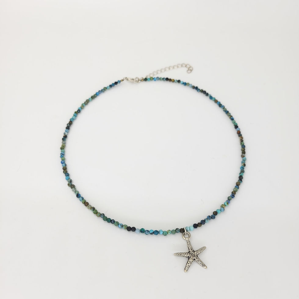 16 Inch African Turquoise Tiny Gemstone Necklace