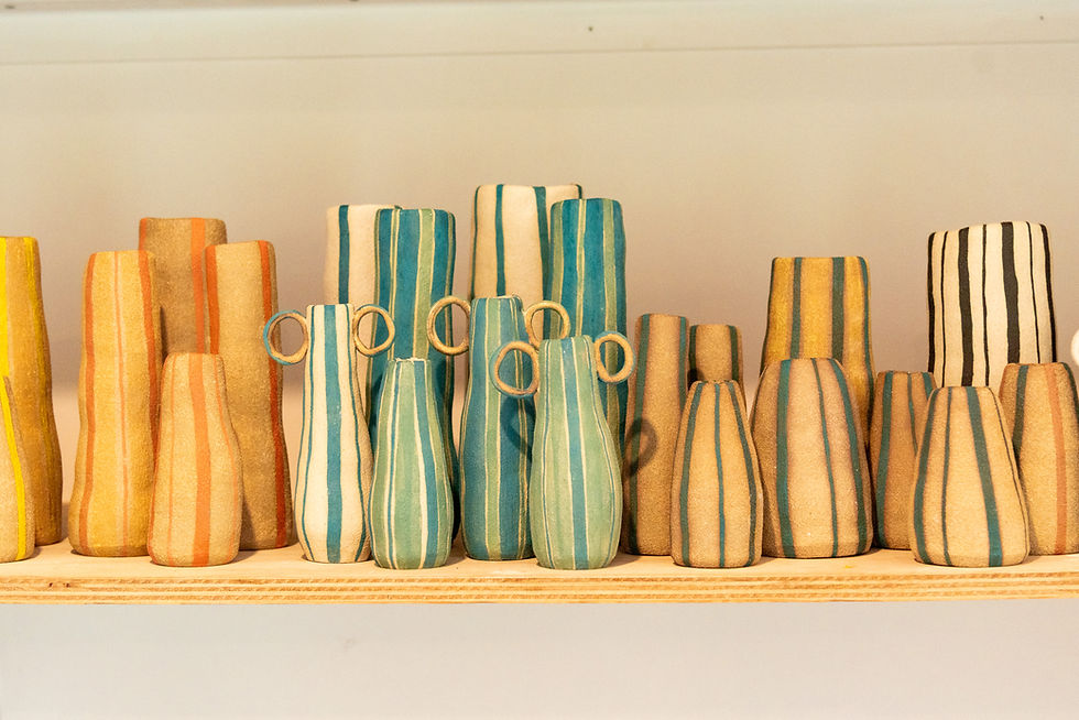 Thumbnail: Large White Vase- Jade stripe