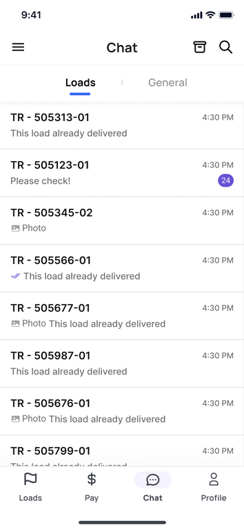 Mobile app chat page