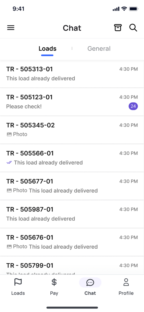 Mobile app chat page