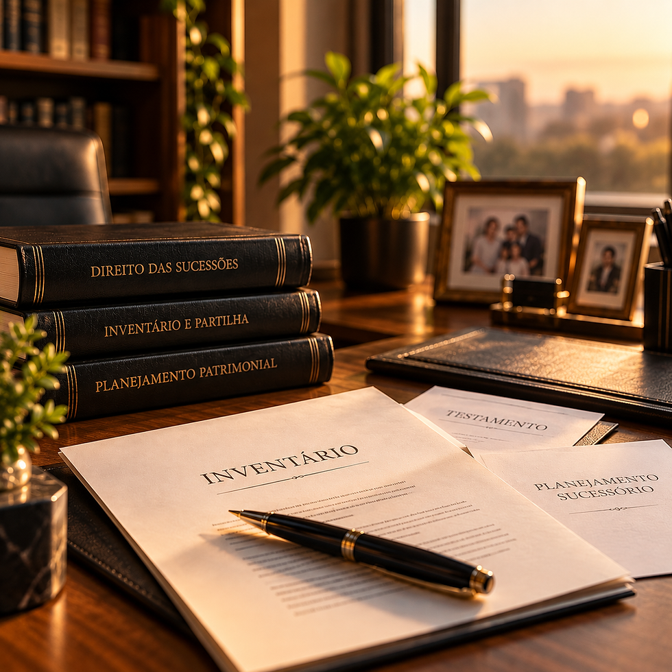Escritório de advocacia com ambiente profissional e mobiliário elegante, representando o atendimento jurídico em sucessões da Pedroso Advocacia.