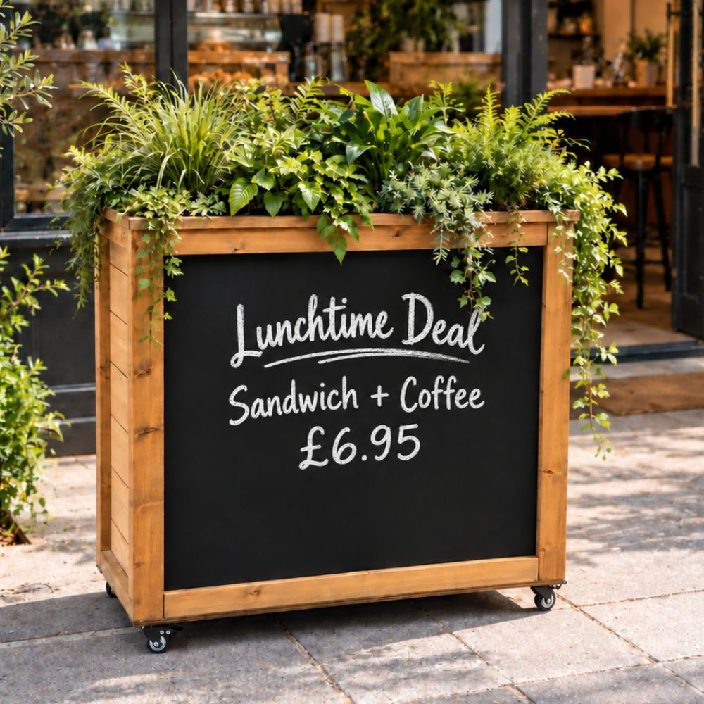 Wooden Planter Barrier with Chalkboard