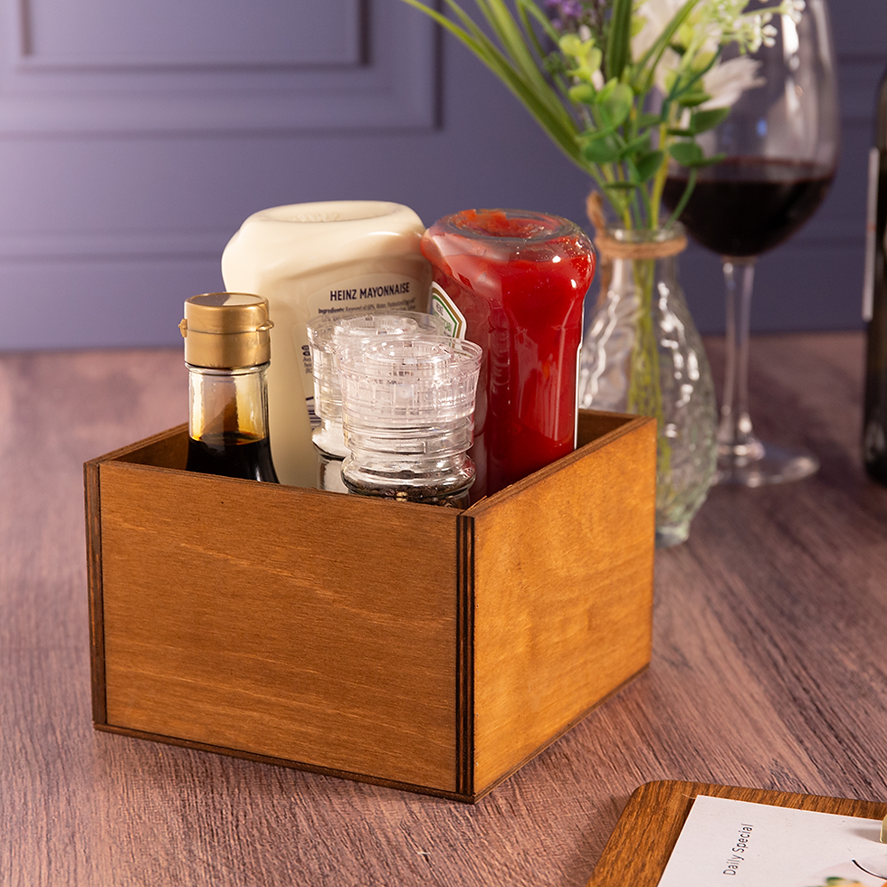 Thumbnail: Square Wooden Condiment Caddy
