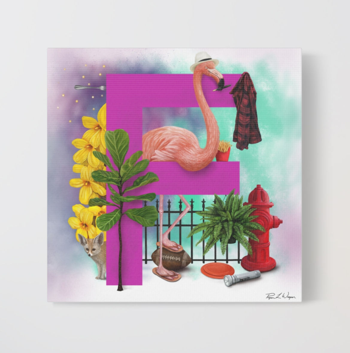 Fran the Flamingo- ON CANVAS