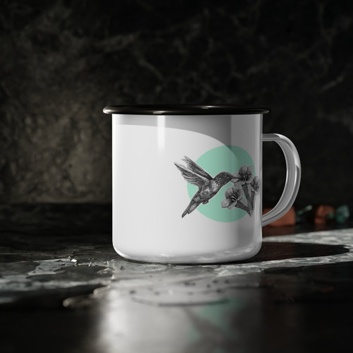 Humming Along | Enamel Coffee Cup | Olive Row Goods