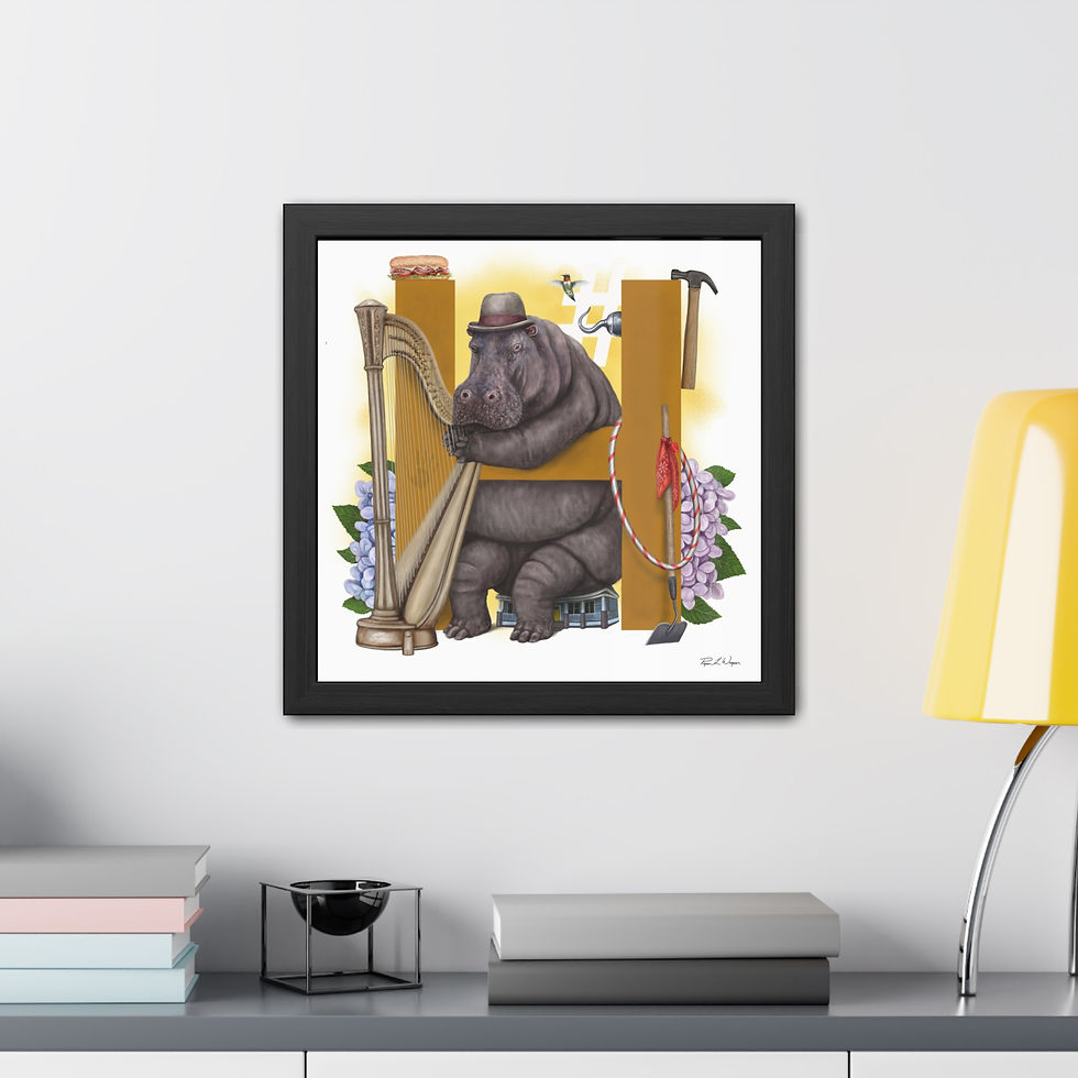 Thumbnail: Humphrey the Hippo- FRAMED