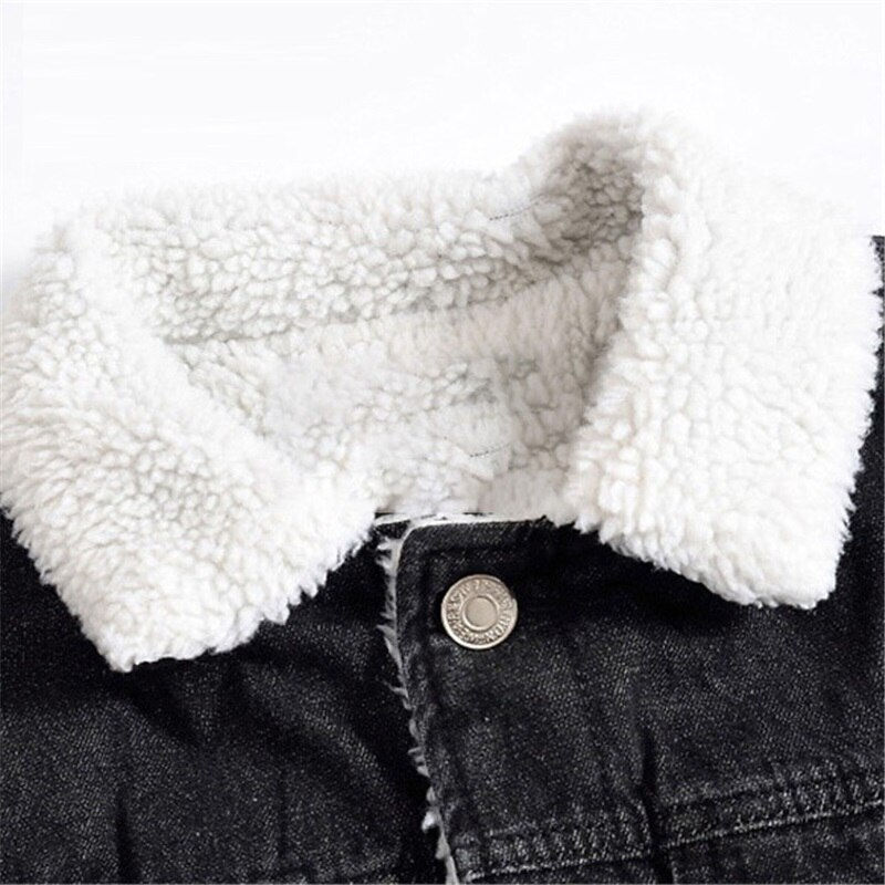 Thumbnail: Vintage Denim Cowboy Jacket: Men's Warm Winter Bomber