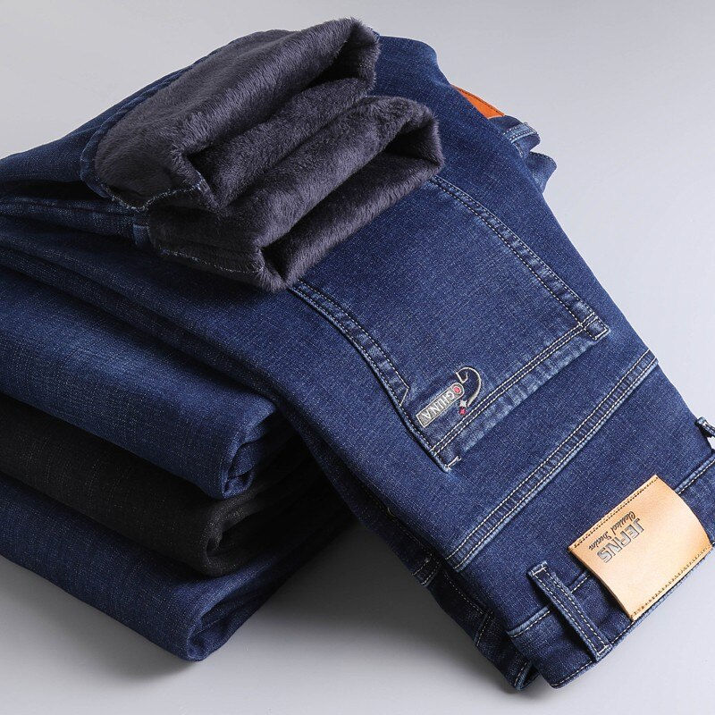 Thumbnail: Thermal Fleece Jeans: Winter Warm Stretch Denim