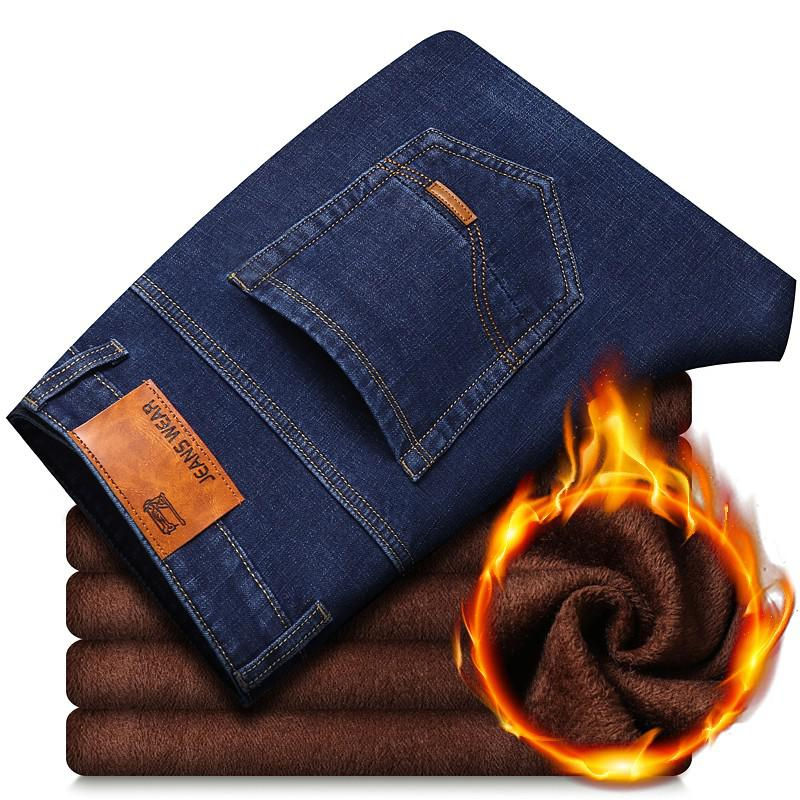 Thumbnail: Thermal Fleece Jeans: Winter Warm Stretch Denim