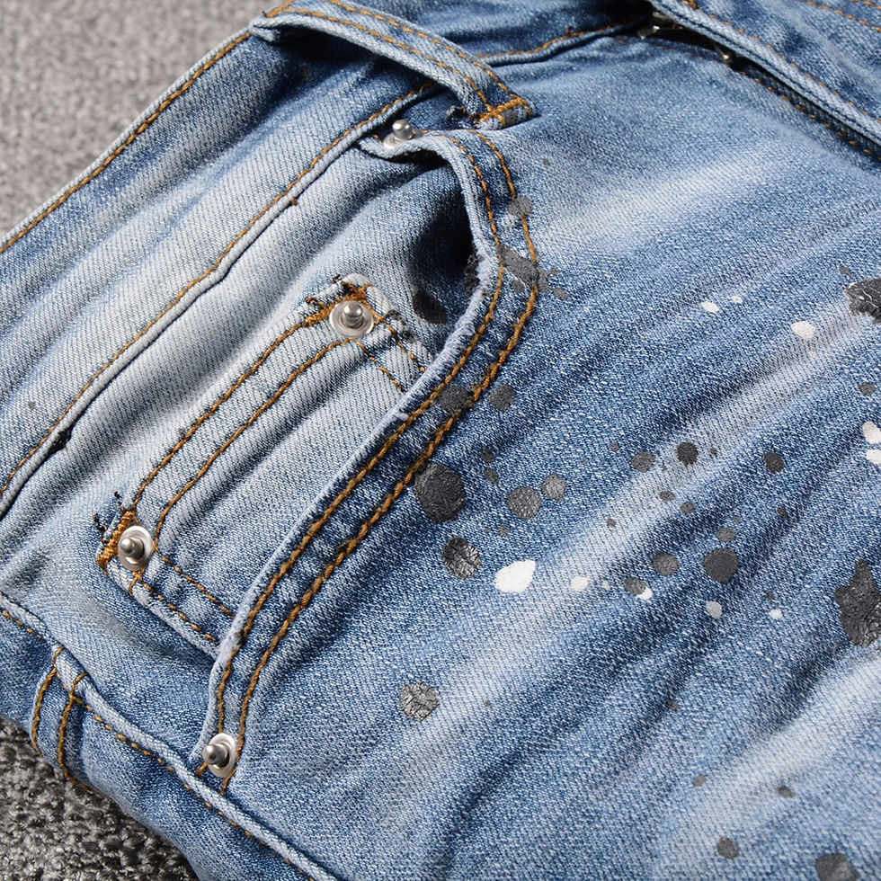 Thumbnail: Rhinestone Crystal Patchwork Jeans: Stylish Stretch Denim
