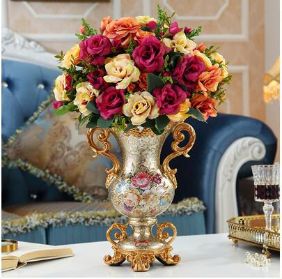 Thumbnail: European Elegance: Resin Vase & Artificial Flower Décor Collection
