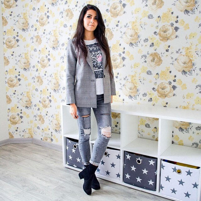 Thumbnail: Plaid Elegance: Queechalle Office Lady Blazer