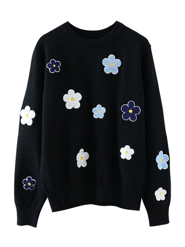 Thumbnail: BlossomThread Embroidered Floral Sweater