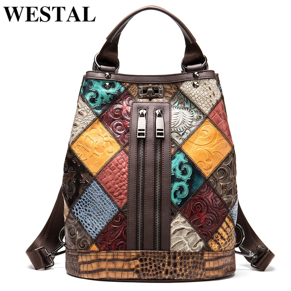 LeatherLuxe Patchwork Elegance Backpack