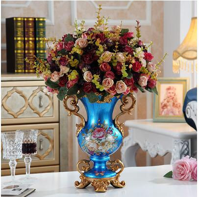 Thumbnail: European Elegance: Resin Vase & Artificial Flower Décor Collection