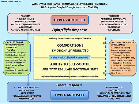 WINDOW OF TOLERANCE- TRAUMA/ANXIETY
RELATED RESPONSES