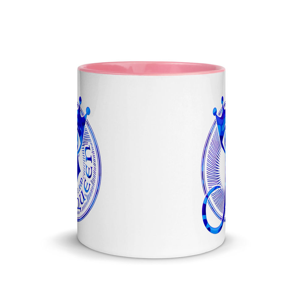 Thumbnail: I Am Queen - Blue Camouflage - Mug with Pink Color Inside