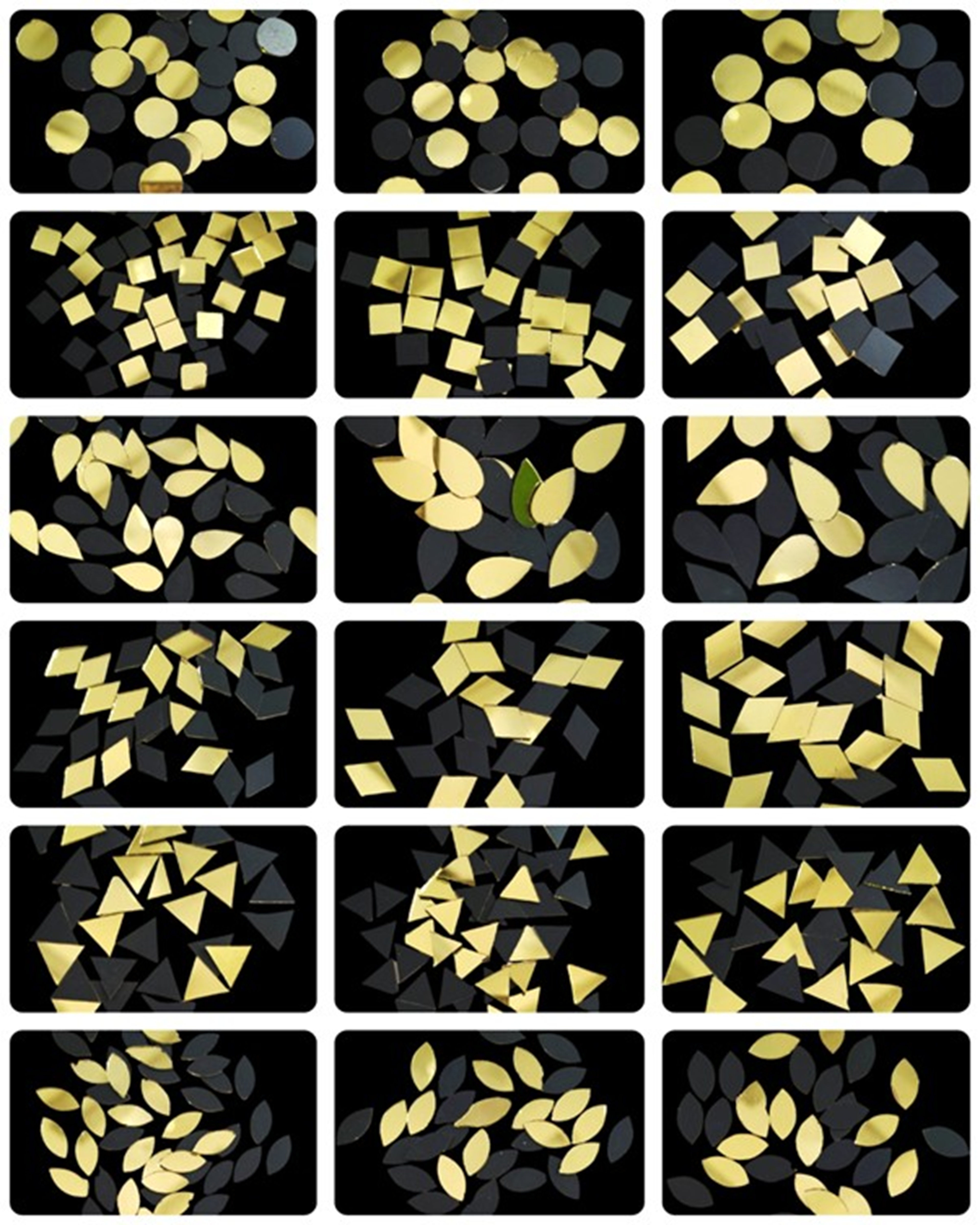 18 Shape Golden Mirrors Kit for Lippan Art Work ( 1800 Pcs )