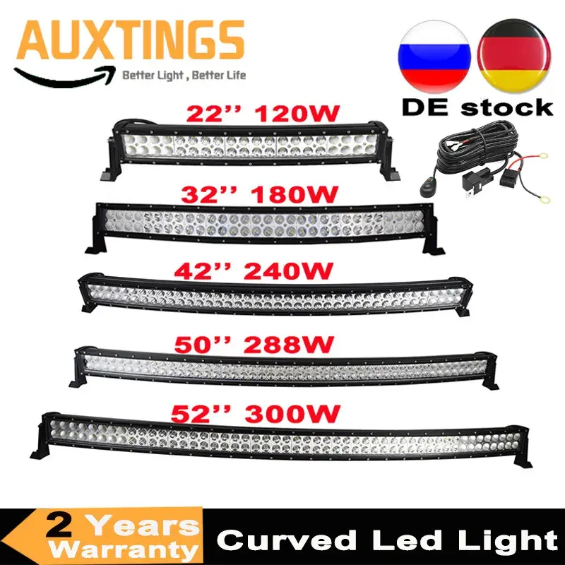 22 32 42 50 52 Inch Curved Led Light Bar 120W 180W 240W 288W 300W COMBO Dual