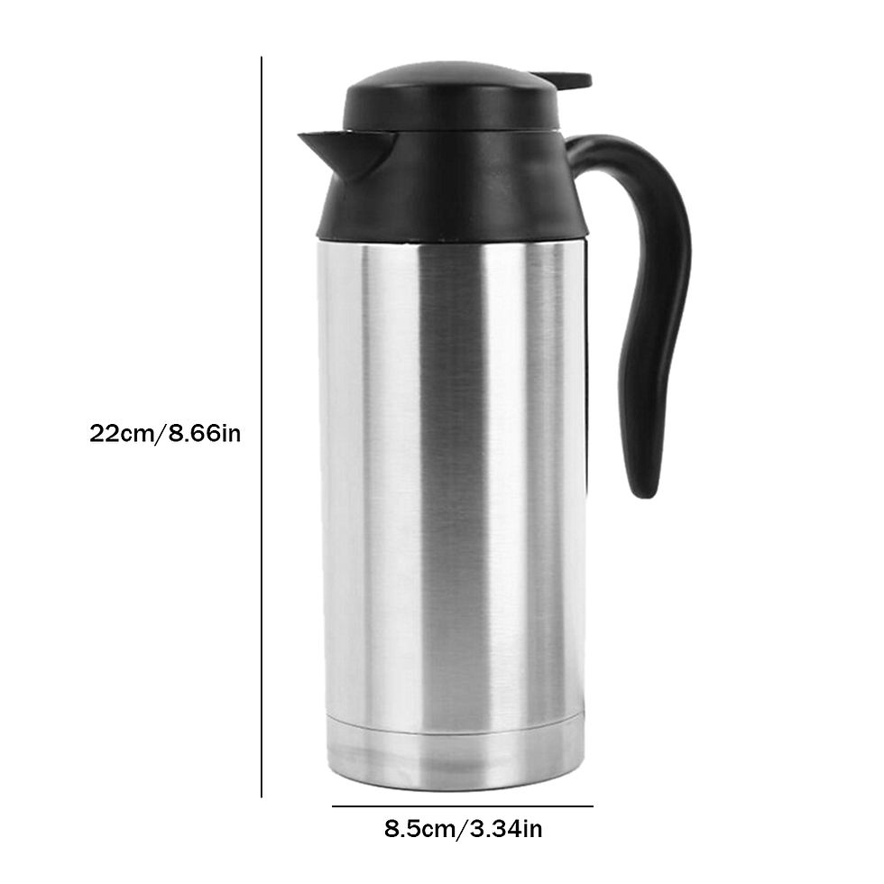 Thumbnail: 12V/24V Electric Heating Cup Kettle Stainless Steel Water Heater Bottle for Tea
