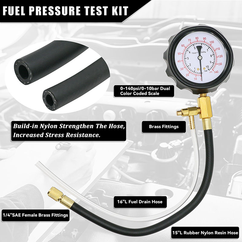 Thumbnail: TU-114 Fuel Injector Pressure Gauge Tester Kit Diesel Engine Compression 0-140 P