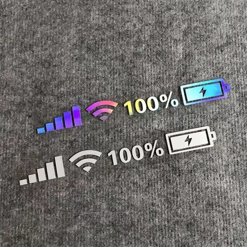 Thumbnail: 100% Wifi Battery Level Signal Car Vinyl Reflective Stickers Decals Decor White/