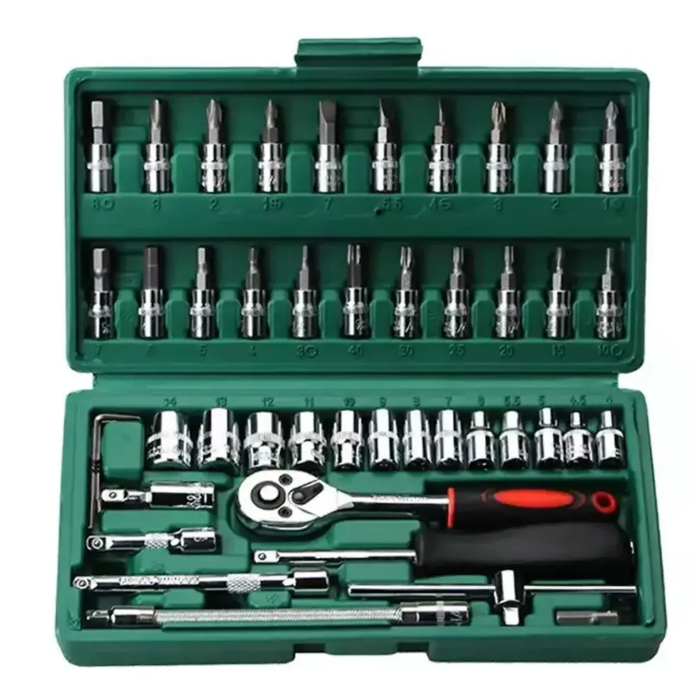 Thumbnail: 46/53 Piece/Set of Car Repair Tool Kit 1/4-Inch Socket Set Car Repair Tool Ratch